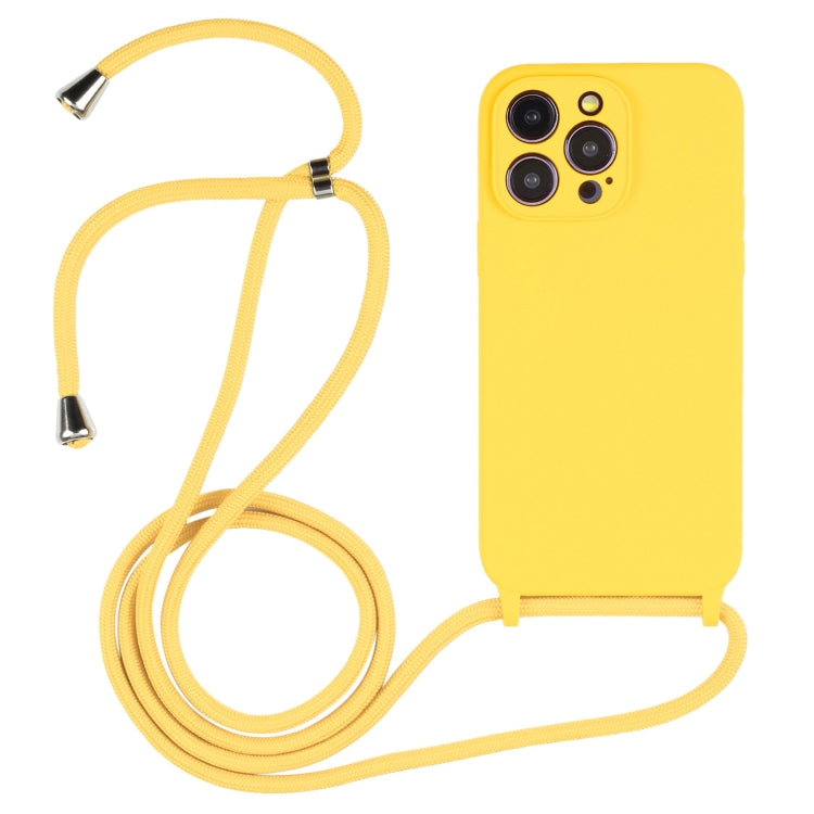 For iPhone 16 Pro Max Crossbody Lanyard Liquid Silicone Case(Yellow) - iPhone 16 Pro Max Cases by buy2fix | Online Shopping UK | buy2fix