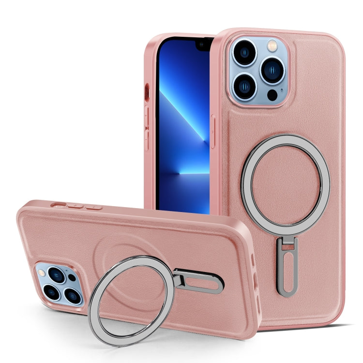 For iPhone 13 Pro Max MagSafe Magnetic Holder Phone Case(Pink) - iPhone 13 Pro Max Cases by buy2fix | Online Shopping UK | buy2fix