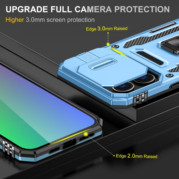 For iPhone 16 Pro Max Armor PC + TPU Camera Shield Phone Case(Light Blue) - iPhone 16 Pro Max Cases by buy2fix | Online Shopping UK | buy2fix