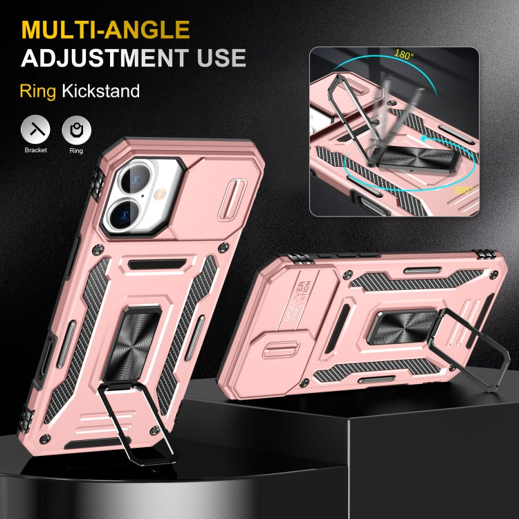 For iPhone 16 Armor PC + TPU Camera Shield Phone Case(Rose Gold) - iPhone 16 Cases by buy2fix | Online Shopping UK | buy2fix