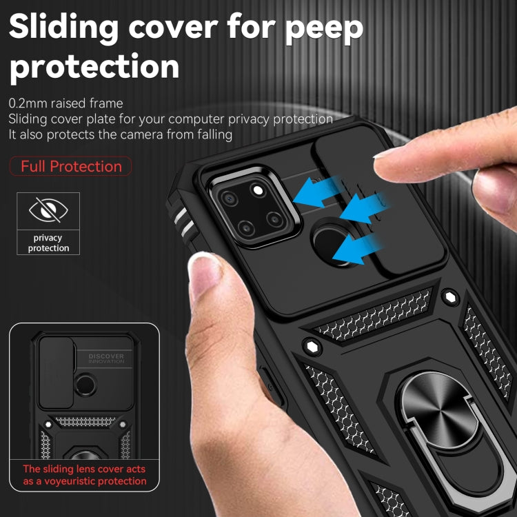 For Realme C21Y / C25Y Sliding Camshield Holder Phone Case(Black) - Realme Cases by buy2fix | Online Shopping UK | buy2fix