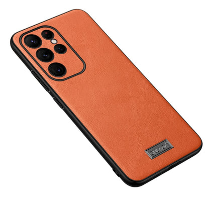 For Samsung Galaxy S24 Ultra 5G SULADA Shockproof TPU + Handmade Leather Phone Case(Orange) - Galaxy S24 Ultra 5G Cases by SULADA | Online Shopping UK | buy2fix