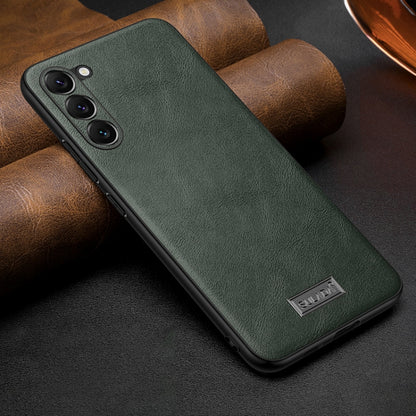 For Samsung Galaxy S25+ 5G SULADA Shockproof TPU Hybrid Handmade Leather Phone Case(Green) - Galaxy S25+ 5G Cases by SULADA | Online Shopping UK | buy2fix