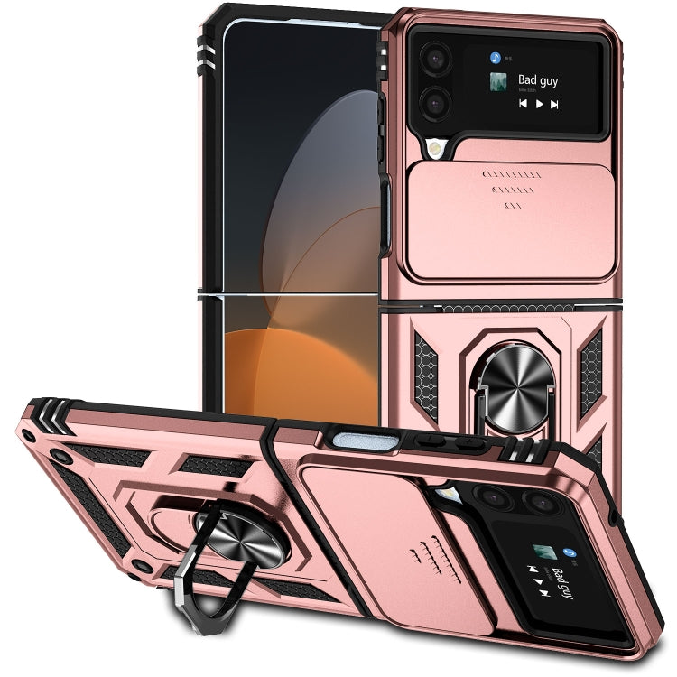 For Samsung Galaxy Z Flip4 Sliding Camshield Holder Phone Case(Rose Gold) - Galaxy Z Flip4 5G Cases by buy2fix | Online Shopping UK | buy2fix