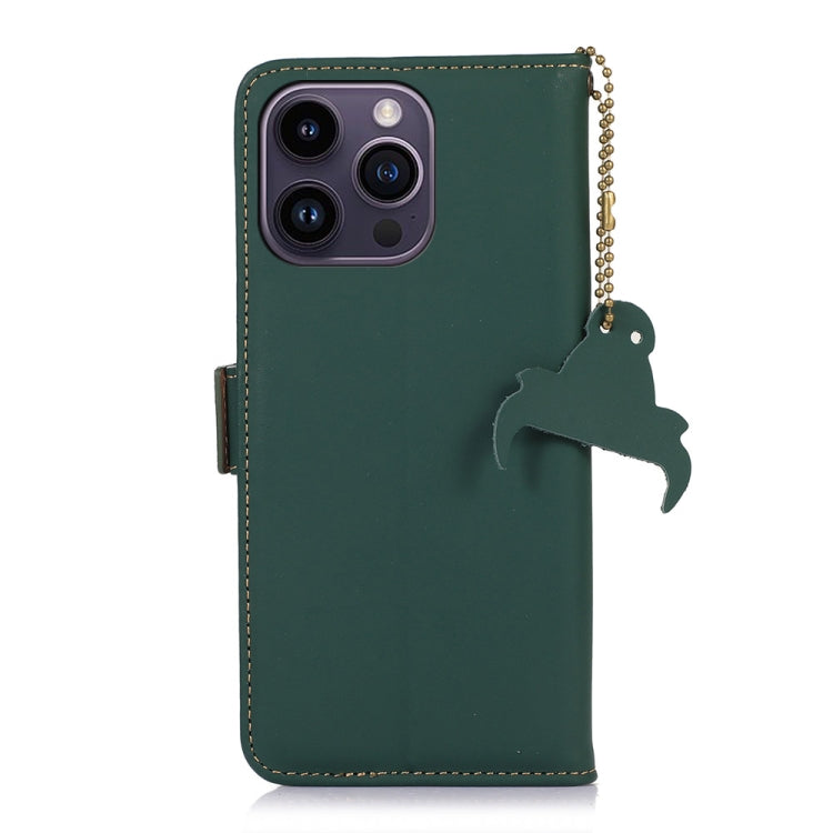 For iPhone 16 Pro Max Genuine Leather Magnetic RFID Leather Phone Case(Green) - iPhone 16 Pro Max Cases by buy2fix | Online Shopping UK | buy2fix