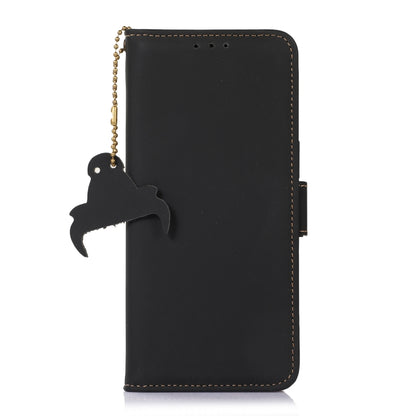 For iPhone 16 Pro Genuine Leather Magnetic RFID Leather Phone Case(Black) - iPhone 16 Pro Cases by buy2fix | Online Shopping UK | buy2fix