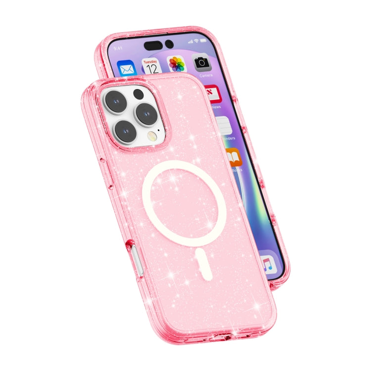 For iPhone 16 Pro Max Terminator Style Glitter Powder MagSafe Magnetic Phone Case(Pink) - iPhone 16 Pro Max Cases by buy2fix | Online Shopping UK | buy2fix