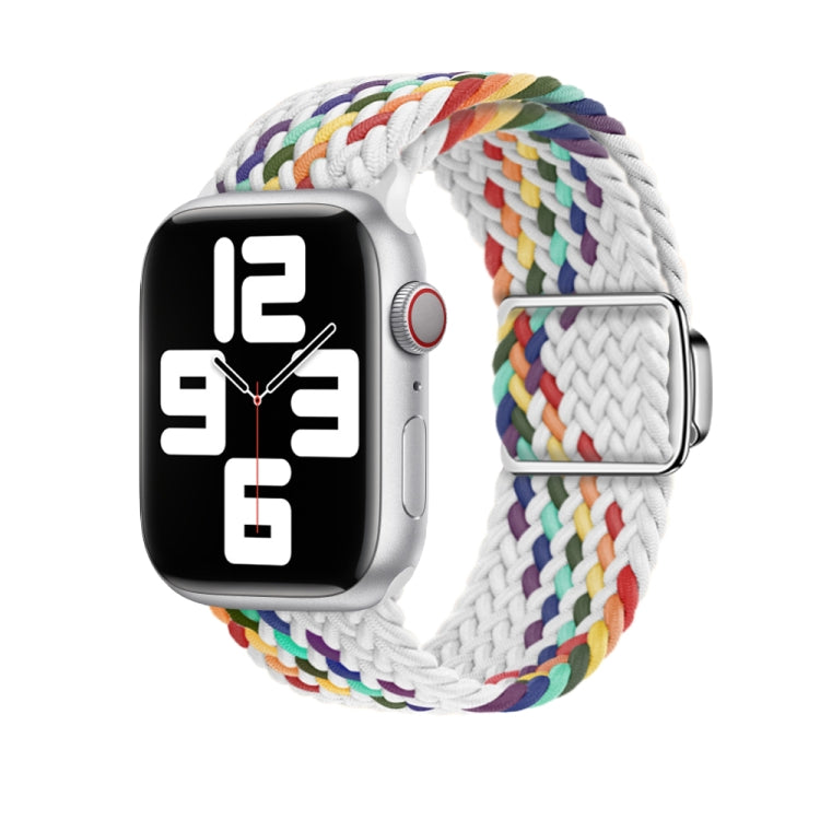 For Apple Watch Ultra 2 49mm Nylon Loop Magnetic Buckle Watch Band(White Rainbow) - Watch Bands by buy2fix | Online Shopping UK | buy2fix