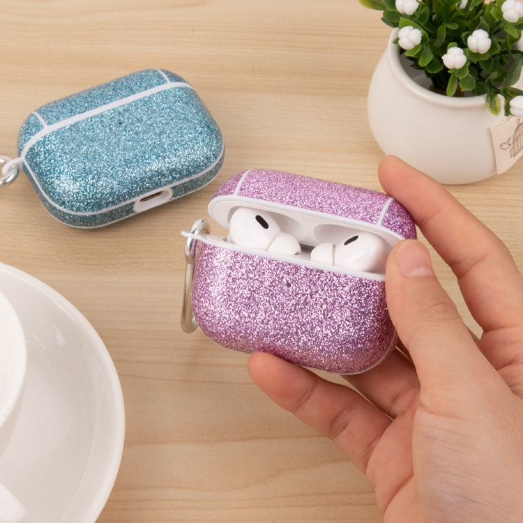 For AirPods Pro Glitter Powder Skin Texture PC TWS Earphone Case(Purple) - For AirPods Pro by buy2fix | Online Shopping UK | buy2fix