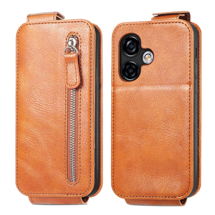 For Ulefone Note 16 Pro Zipper Wallet Vertical Flip Leather Phone Case(Brown) - Ulefone Cases by buy2fix | Online Shopping UK | buy2fix