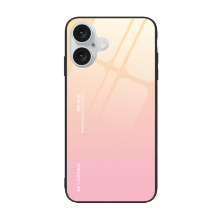 For iPhone 16 Plus Gradient Color Glass Phone Case(Yellow Pink) - iPhone 16 Plus Cases by buy2fix | Online Shopping UK | buy2fix