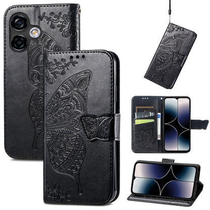 For Ulefone Note 16 Pro Butterfly Love Flower Embossed Leather Phone Case(Black) - Ulefone Cases by buy2fix | Online Shopping UK | buy2fix