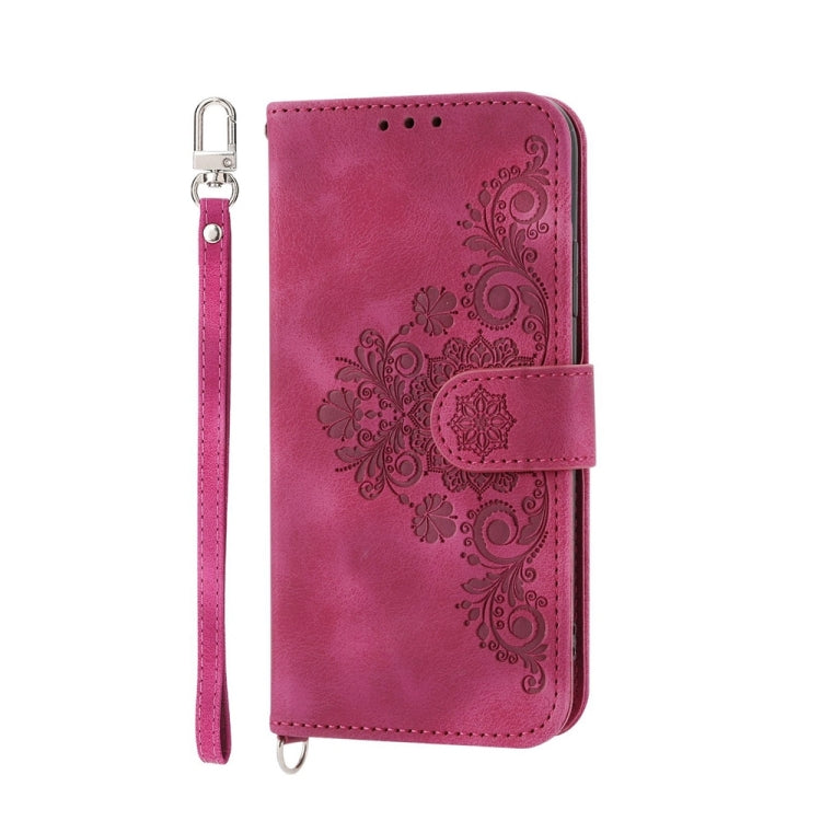 For Xiaomi Redmi Note 13 Pro+ Skin-feel Flowers Embossed Wallet Leather Phone Case(Wine Red) - Note 13 Pro+ Cases by buy2fix | Online Shopping UK | buy2fix