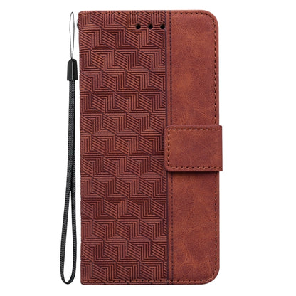 For iPhone 16 Geometric Embossed Leather Phone Case(Brown) - iPhone 16 Cases by buy2fix | Online Shopping UK | buy2fix