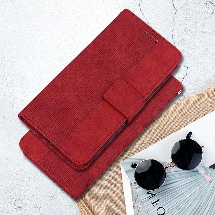 For iPhone 16 Geometric Embossed Leather Phone Case(Red) - iPhone 16 Cases by buy2fix | Online Shopping UK | buy2fix