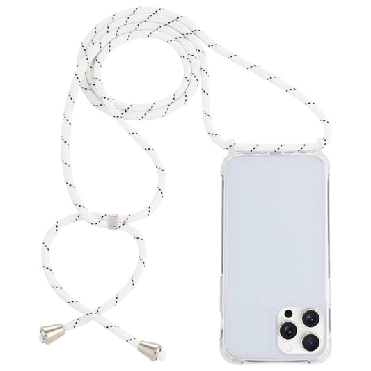 For iPhone 16 Pro Max Transparent Acrylic Airbag Shockproof Phone Protective Case with Lanyard(White Grey Fine Lines) - iPhone 16 Pro Max Cases by buy2fix | Online Shopping UK | buy2fix