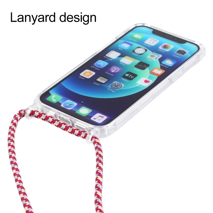 For iPhone 16 Transparent Acrylic Airbag Shockproof Phone Protective Case with Lanyard(Red Black) - iPhone 16 Cases by buy2fix | Online Shopping UK | buy2fix