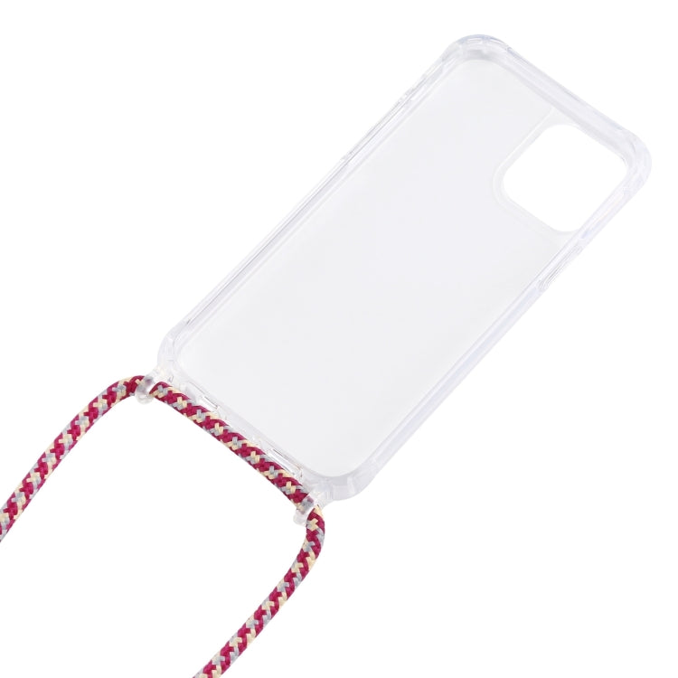 For iPhone 16 Transparent Acrylic Airbag Shockproof Phone Protective Case with Lanyard(Red Black) - iPhone 16 Cases by buy2fix | Online Shopping UK | buy2fix