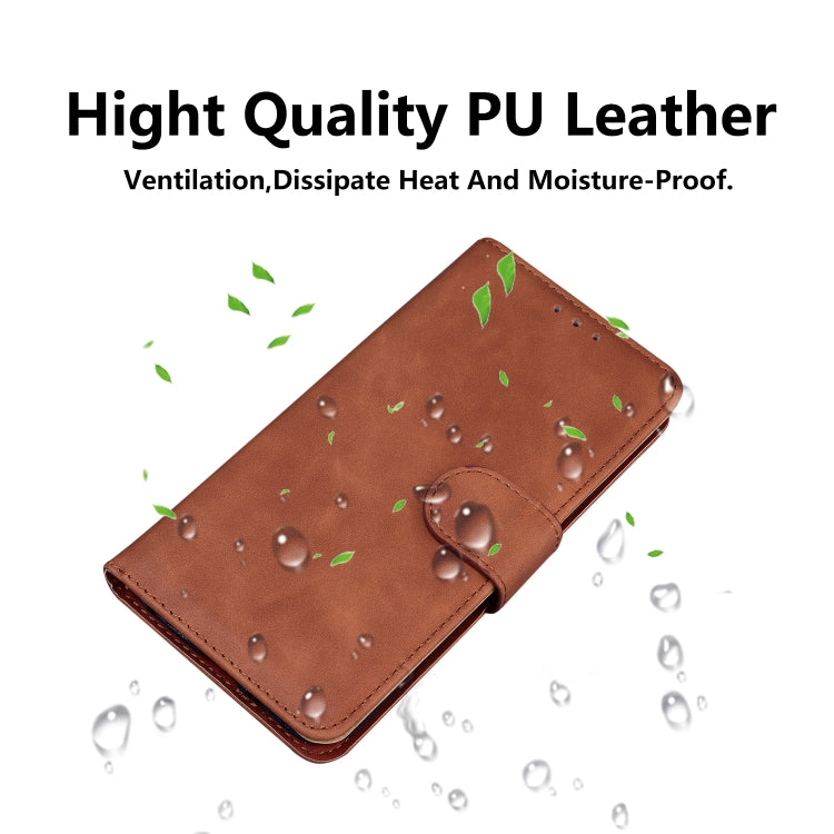 For iPhone 16 Plus Skin Feel Pure Color Flip Leather Phone Case(Brown) - iPhone 16 Plus Cases by buy2fix | Online Shopping UK | buy2fix