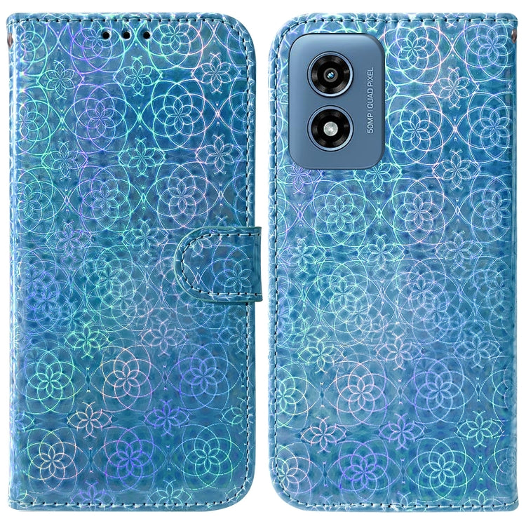 For Motorola Moto G Play 4G 2024 Colorful Magnetic Buckle Leather Phone Case(Blue) - Motorola Cases by buy2fix | Online Shopping UK | buy2fix