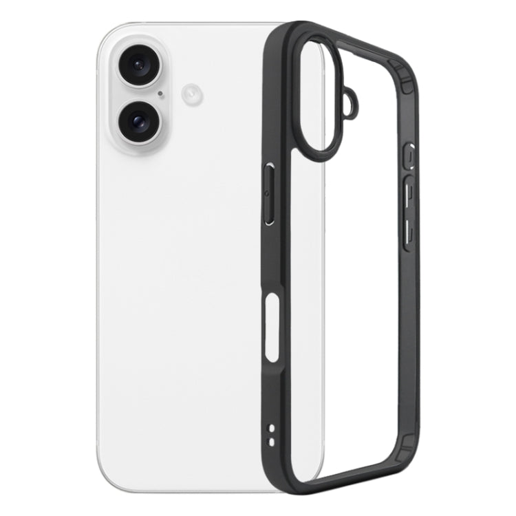 For iPhone 16 Frosted TPU + Transparent PC Phone Case(Black) - iPhone 16 Cases by buy2fix | Online Shopping UK | buy2fix