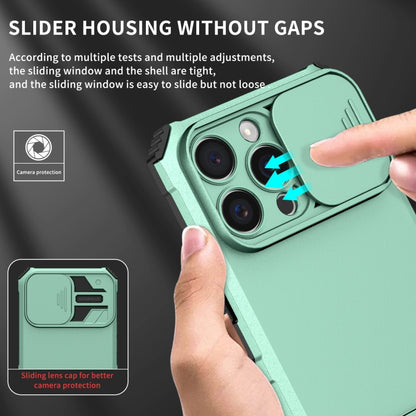 For iPhone 16 Pro Stereoscopic Holder Sliding Camshield Phone Case(Light Blue) - iPhone 16 Pro Cases by buy2fix | Online Shopping UK | buy2fix