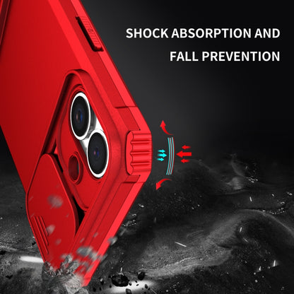 For iPhone 16 Plus Stereoscopic Holder Sliding Camshield Phone Case(Red) - iPhone 16 Plus Cases by buy2fix | Online Shopping UK | buy2fix