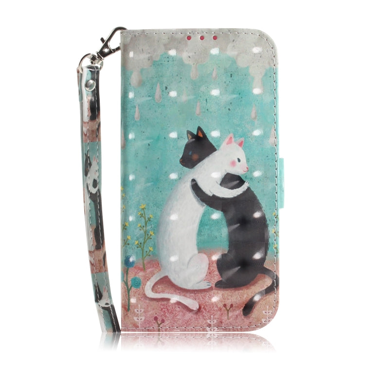 For Motorola Moto G Play 4G 2024 3D Colored Horizontal Flip Leather Phone Case(Black White Cat) - Motorola Cases by buy2fix | Online Shopping UK | buy2fix