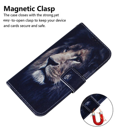 For iPhone 16 Coloured Drawing Flip Leather Phone Case(Lion) - iPhone 16 Cases by buy2fix | Online Shopping UK | buy2fix