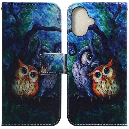 For iPhone 16 Plus Coloured Drawing Flip Leather Phone Case(Oil Painting Owl) - iPhone 16 Plus Cases by buy2fix | Online Shopping UK | buy2fix