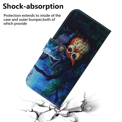 For iPhone 16 Plus Coloured Drawing Flip Leather Phone Case(Oil Painting Owl) - iPhone 16 Plus Cases by buy2fix | Online Shopping UK | buy2fix