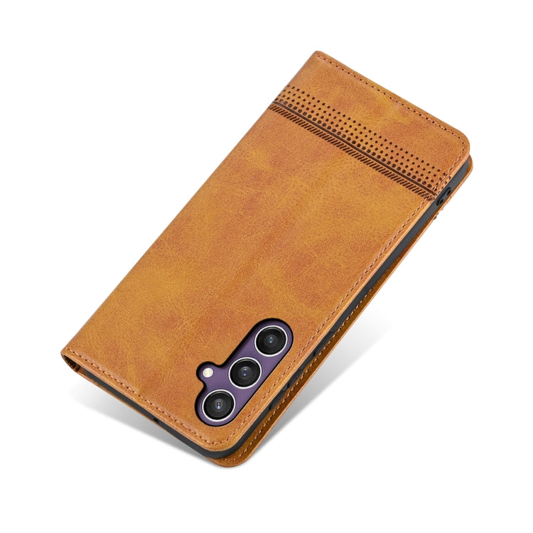 For Samsung Galaxy S24+ 5G AZNS Magnetic Calf Texture Flip Leather Phone Case(Light Brown) - Galaxy S24+ 5G Cases by AZNS | Online Shopping UK | buy2fix