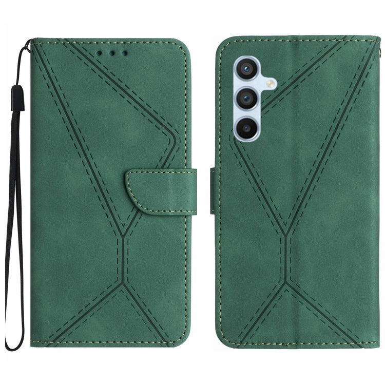 For Samsung Galaxy A35 5G Stitching Embossed Leather Phone Case(Green) - Galaxy Phone Cases by buy2fix | Online Shopping UK | buy2fix