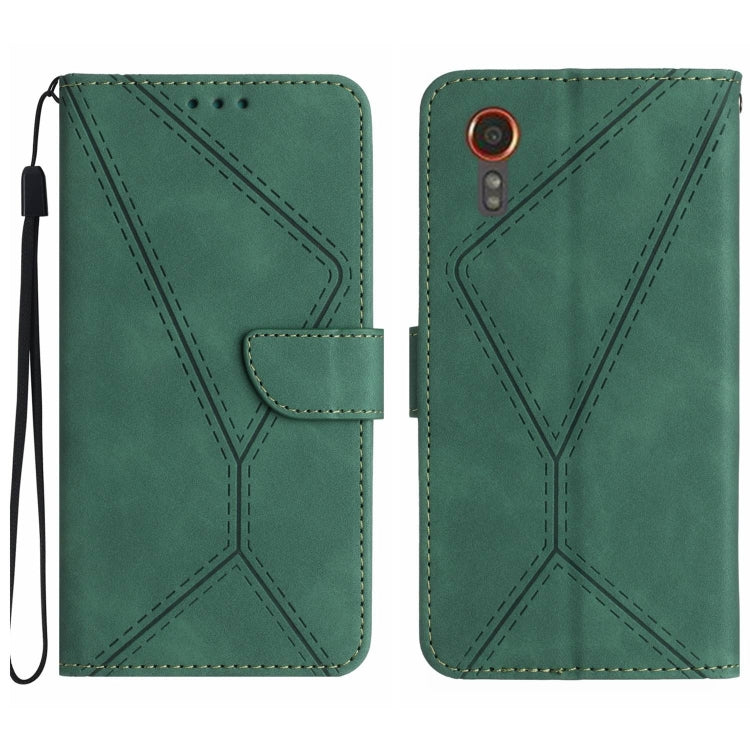 For Samsung Galaxy Xcover 7 5G Stitching Embossed Leather Phone Case(Green) - Galaxy Phone Cases by buy2fix | Online Shopping UK | buy2fix