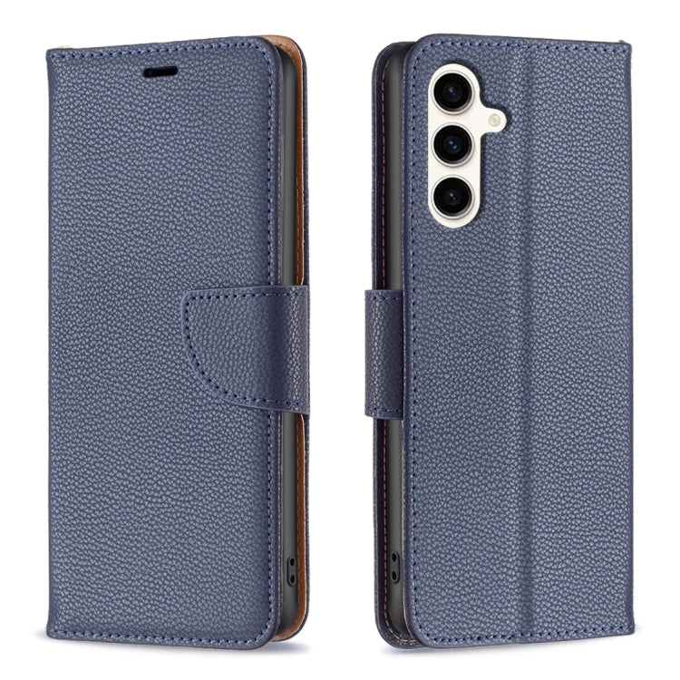 For Samsung Galaxy S23 FE 5G Litchi Texture Pure Color Flip Leather Phone Case(Blue) - Galaxy S23 FE 5G Cases by buy2fix | Online Shopping UK | buy2fix