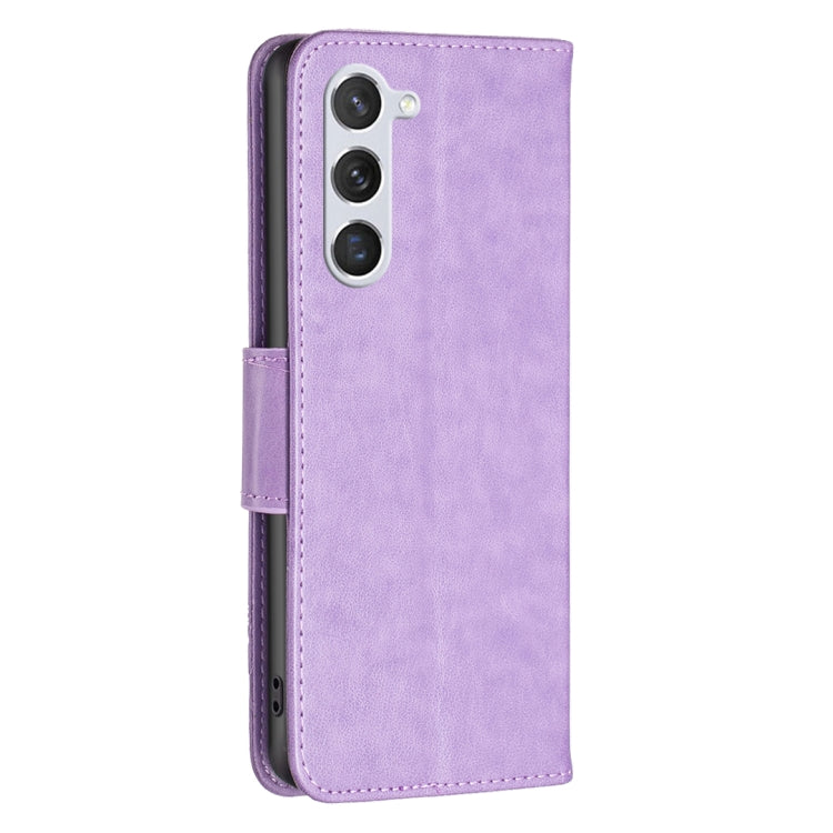 For Samsung Galaxy S24 5G Embossing Two Butterflies Pattern Leather Phone Case(Purple) - Galaxy S24 5G Cases by buy2fix | Online Shopping UK | buy2fix