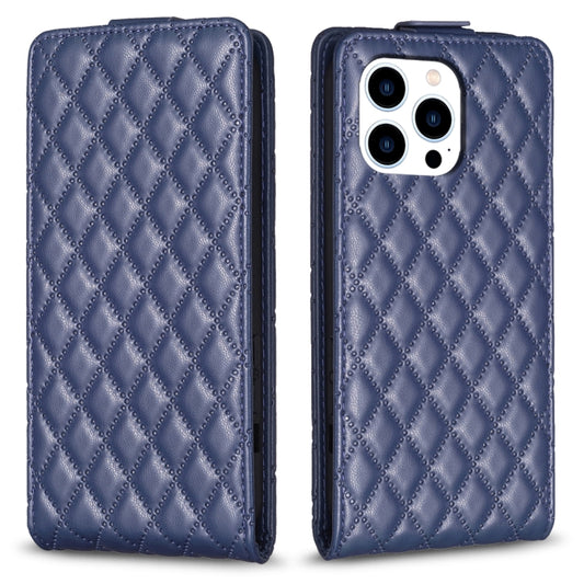 For iPhone 16 Pro Max Diamond Lattice Vertical Flip Leather Phone Case(Blue) - iPhone 16 Pro Max Cases by buy2fix | Online Shopping UK | buy2fix