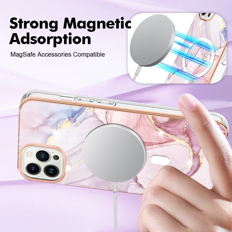 For iPhone 13 Pro Max Marble Pattern Dual-side IMD Magsafe TPU Phone Case(Rose Gold 005) - iPhone 13 Pro Max Cases by buy2fix | Online Shopping UK | buy2fix