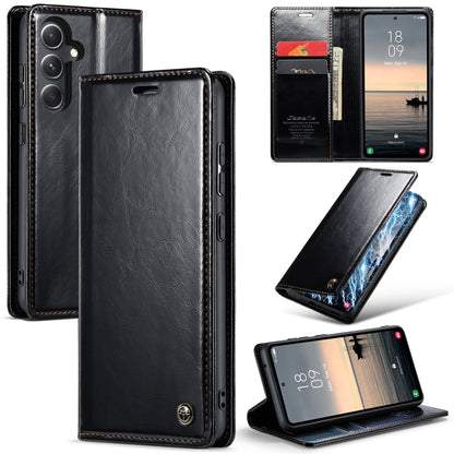 For Samsung Galaxy S23 FE CaseMe-003 PU + PC Business Style Crazy Horse Texture Leather Phone Case(Black) - Galaxy S23 FE 5G Cases by CaseMe | Online Shopping UK | buy2fix