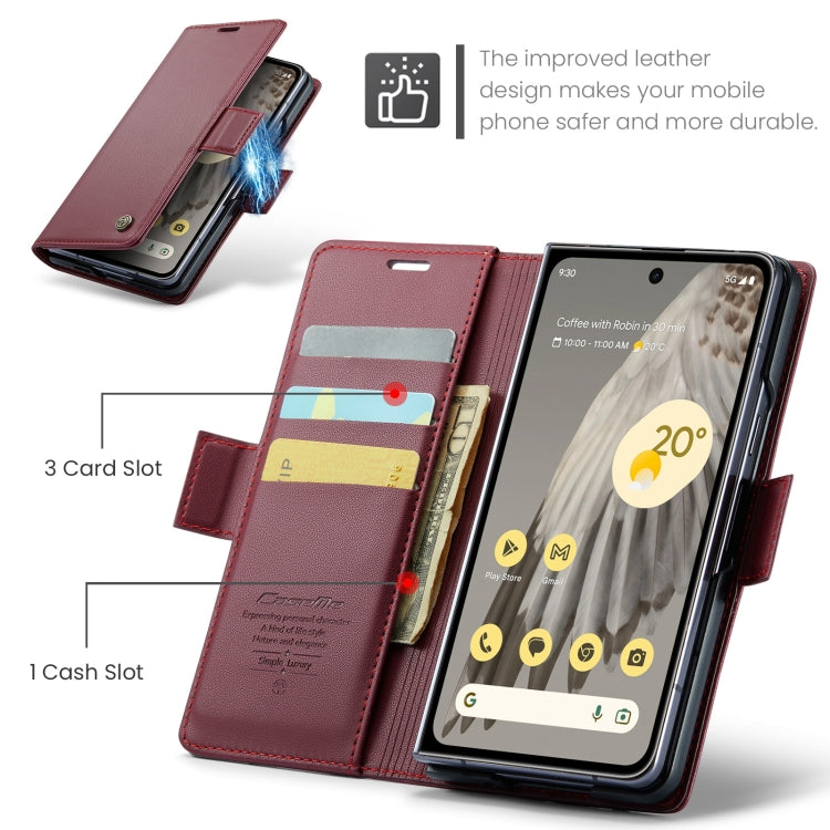 For Google Pixel Fold CaseMe 023 Butterfly Buckle Litchi Texture RFID Anti-theft Leather Phone Case(Wine Red) - Google Cases by CaseMe | Online Shopping UK | buy2fix