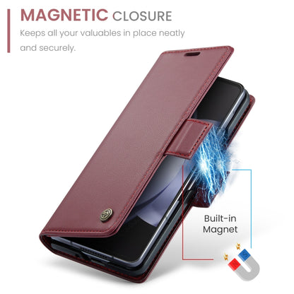 For Samsung Galaxy Z Fold5 CaseMe 023 Butterfly Buckle Litchi Texture RFID Anti-theft Leather Phone Case(Wine Red) - Galaxy Z Fold5 Cases by CaseMe | Online Shopping UK | buy2fix