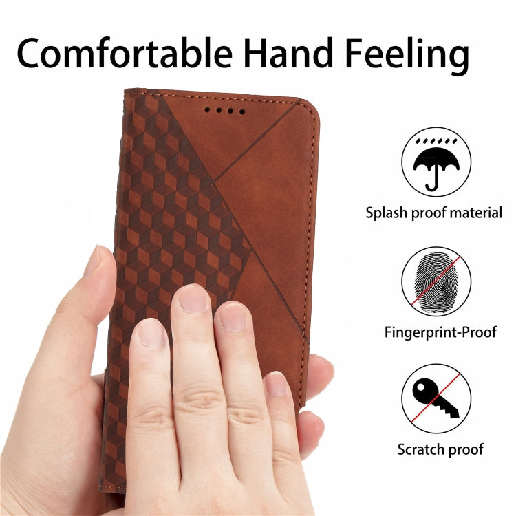 For Samsung Galaxy S24 Diamond Splicing Skin Feel Magnetic Leather Phone Case(Brown) - Galaxy S24 5G Cases by buy2fix | Online Shopping UK | buy2fix