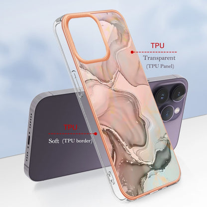 For iPhone 16 Pro Max Electroplating Marble Dual-side IMD Phone Case(Rose Gold 015) - iPhone 16 Pro Max Cases by buy2fix | Online Shopping UK | buy2fix