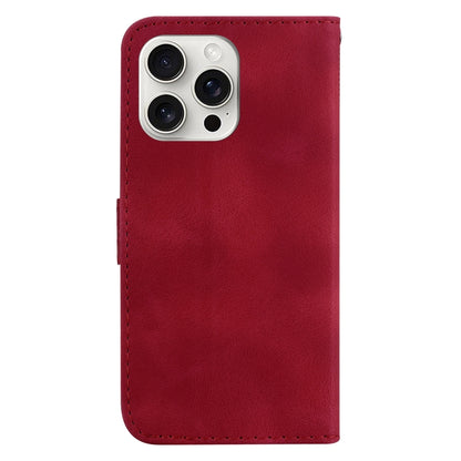 For iPhone 16 Pro Seven-shaped Embossed Leather Phone Case(Red) - iPhone 16 Pro Cases by buy2fix | Online Shopping UK | buy2fix