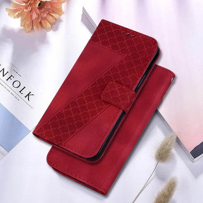 For OnePlus 13 Seven-shaped Embossed Leather Phone Case(Red) - OnePlus Cases by buy2fix | Online Shopping UK | buy2fix