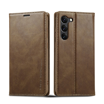 For Samsung Galaxy S24 LC.IMEEKE RFID Anti-theft Leather Phone Case(Brown) - Galaxy S24 5G Cases by LC.IMEEKE | Online Shopping UK | buy2fix