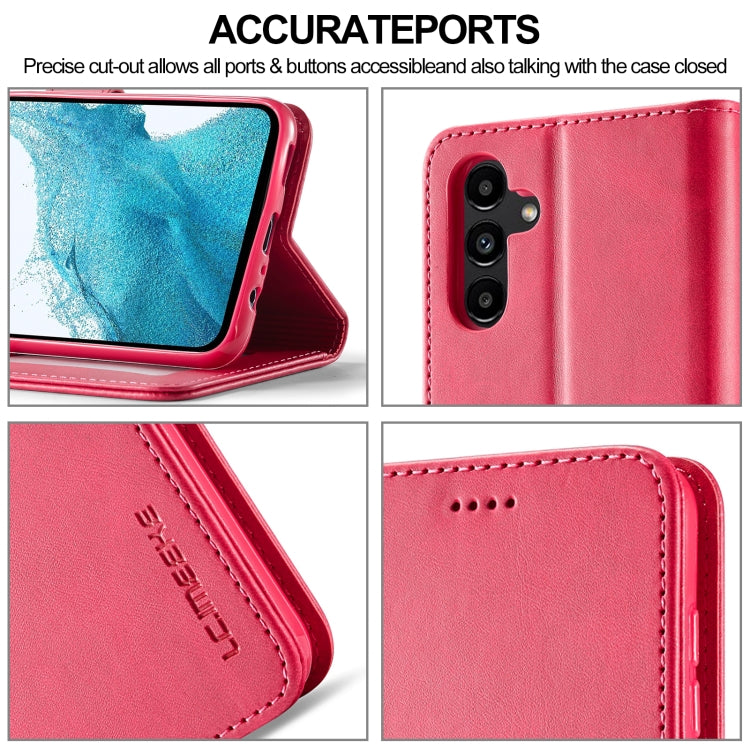 For Samsung Galaxy A05S LC.IMEEKE Calf Texture Leather Phone Case(Red) - Galaxy Phone Cases by LC.IMEEKE | Online Shopping UK | buy2fix