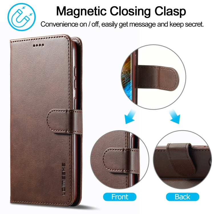 For Samsung Galaxy S24 5G LC.IMEEKE Calf Texture Leather Phone Case(Coffee) - Galaxy S24 5G Cases by LC.IMEEKE | Online Shopping UK | buy2fix