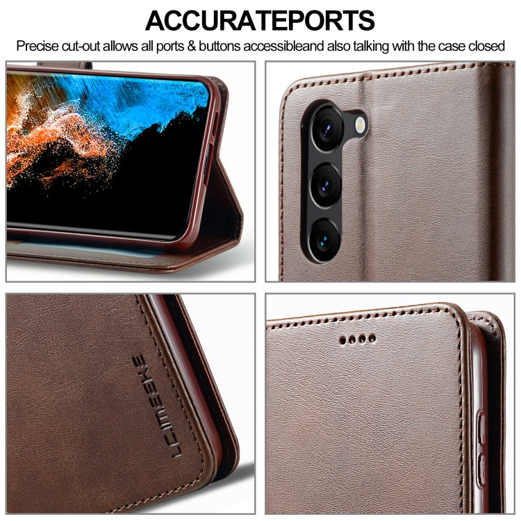 For Samsung Galaxy S24 5G LC.IMEEKE Calf Texture Leather Phone Case(Coffee) - Galaxy S24 5G Cases by LC.IMEEKE | Online Shopping UK | buy2fix