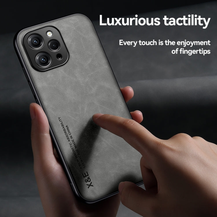 For Xiaomi 14 Pro Skin Feel Magnetic Leather Back Phone Case(Light Grey) - 14 Pro Cases by buy2fix | Online Shopping UK | buy2fix